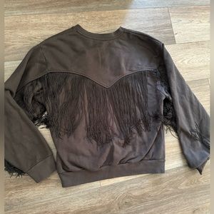 Levis Black Crewneck Fringe Sweatshirt Medium